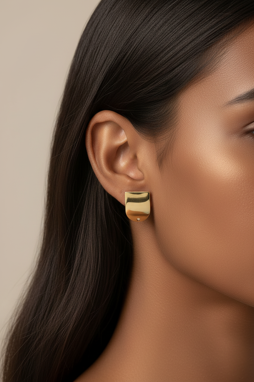 Golden 304 stainless steel U shaped stud earring findings SSEF5 2 pieces