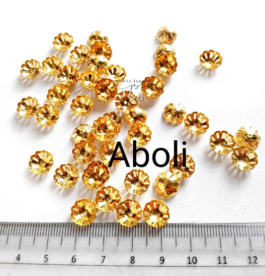 Golden bead caps 9 mm metal beadcaps MBCG16 10 gm