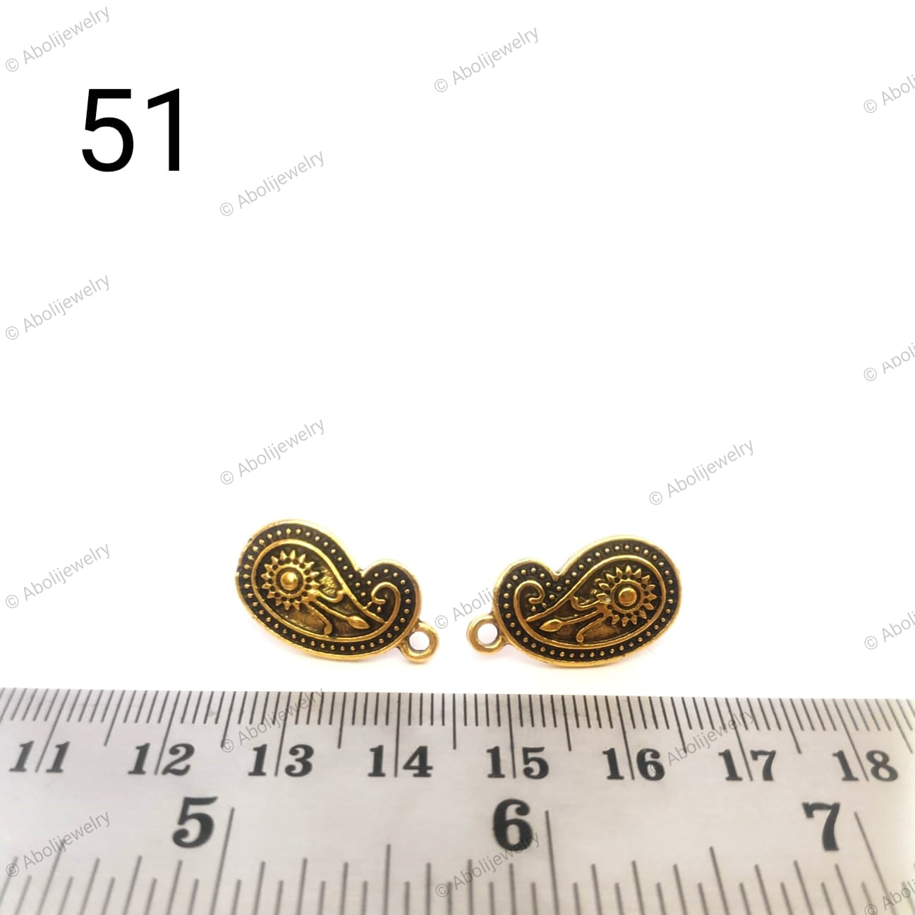 Golden paisley stud earring components metal earrings findings ESG51