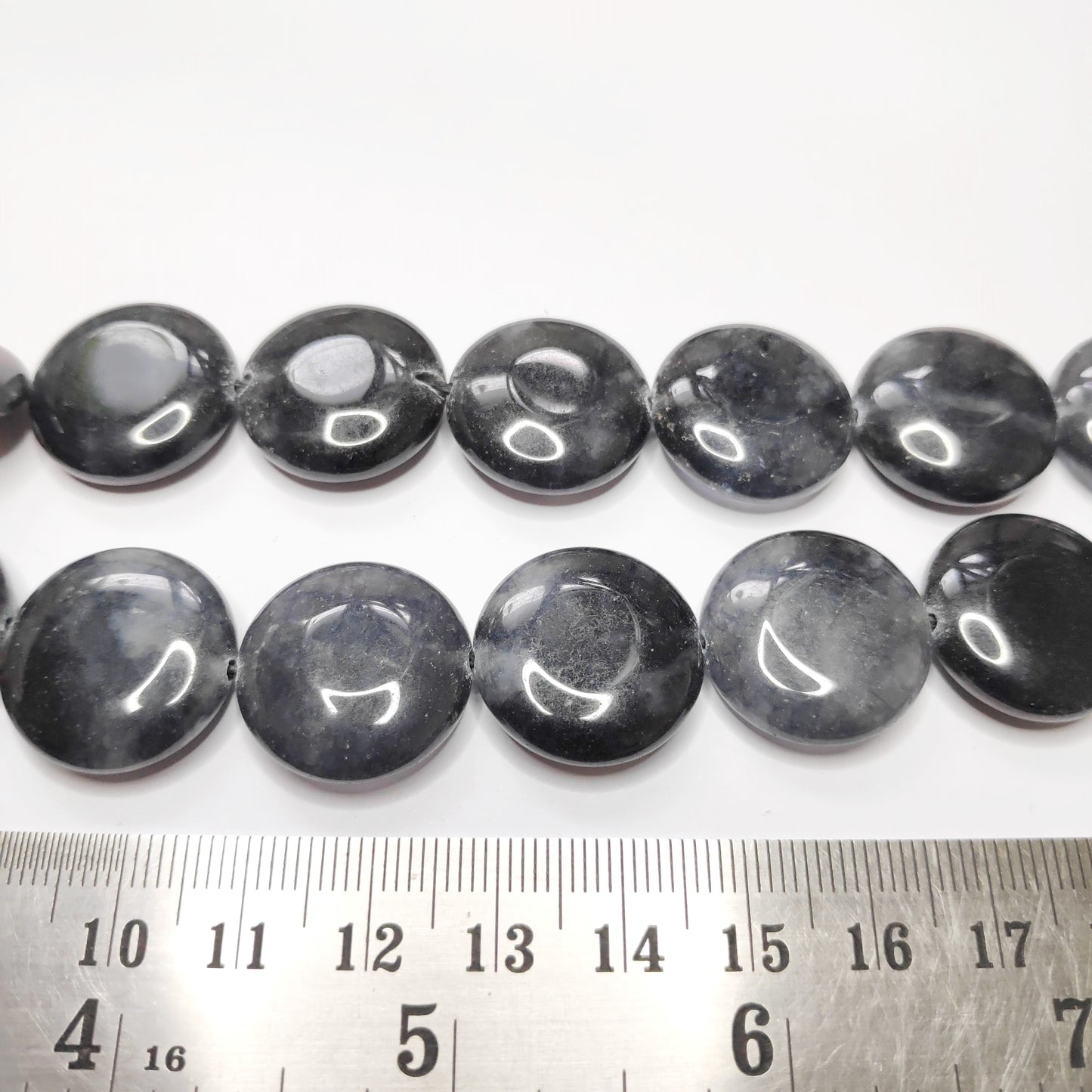 Flat round Onyx beads Natural gemstone OXB05