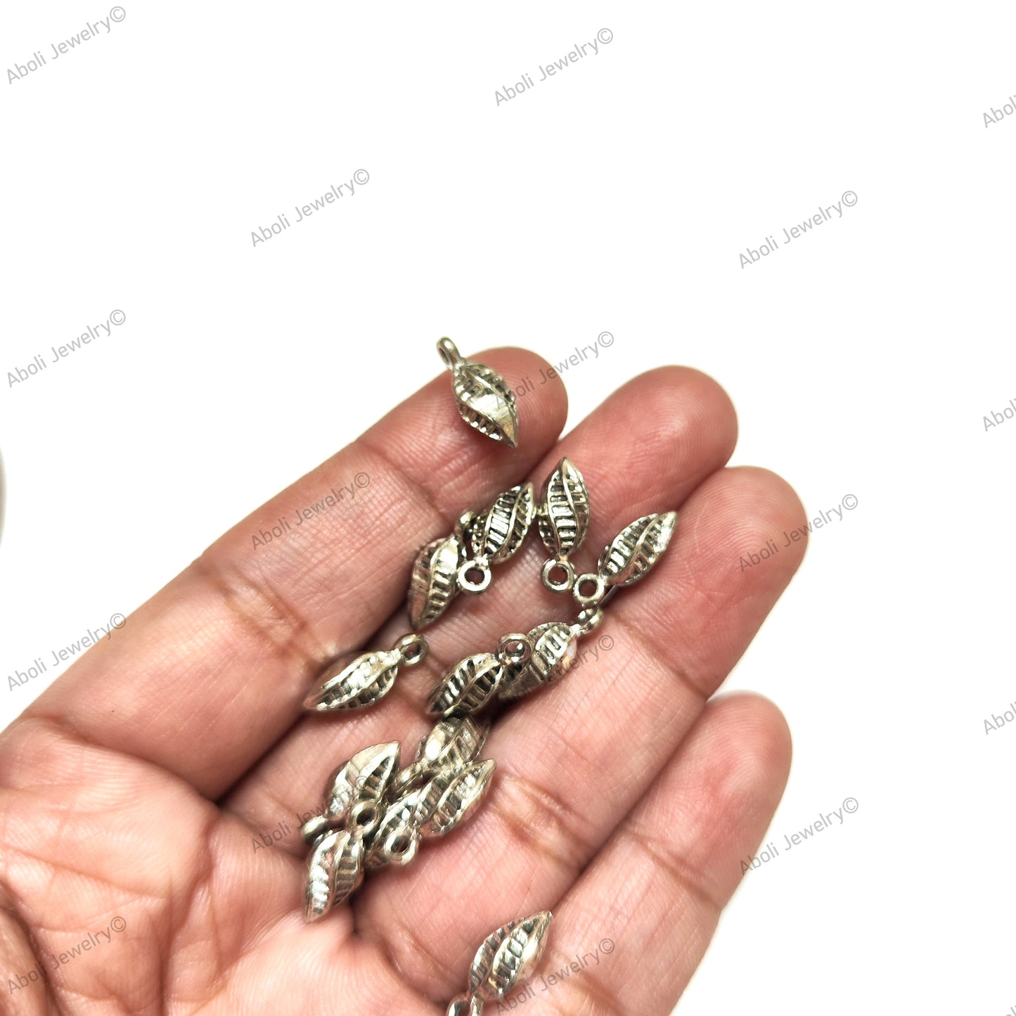 German silver bud motif afghan jewellery dangles jhumki 13 x 5 mm dangle charms latkan metal beads GSDB09 10 gm