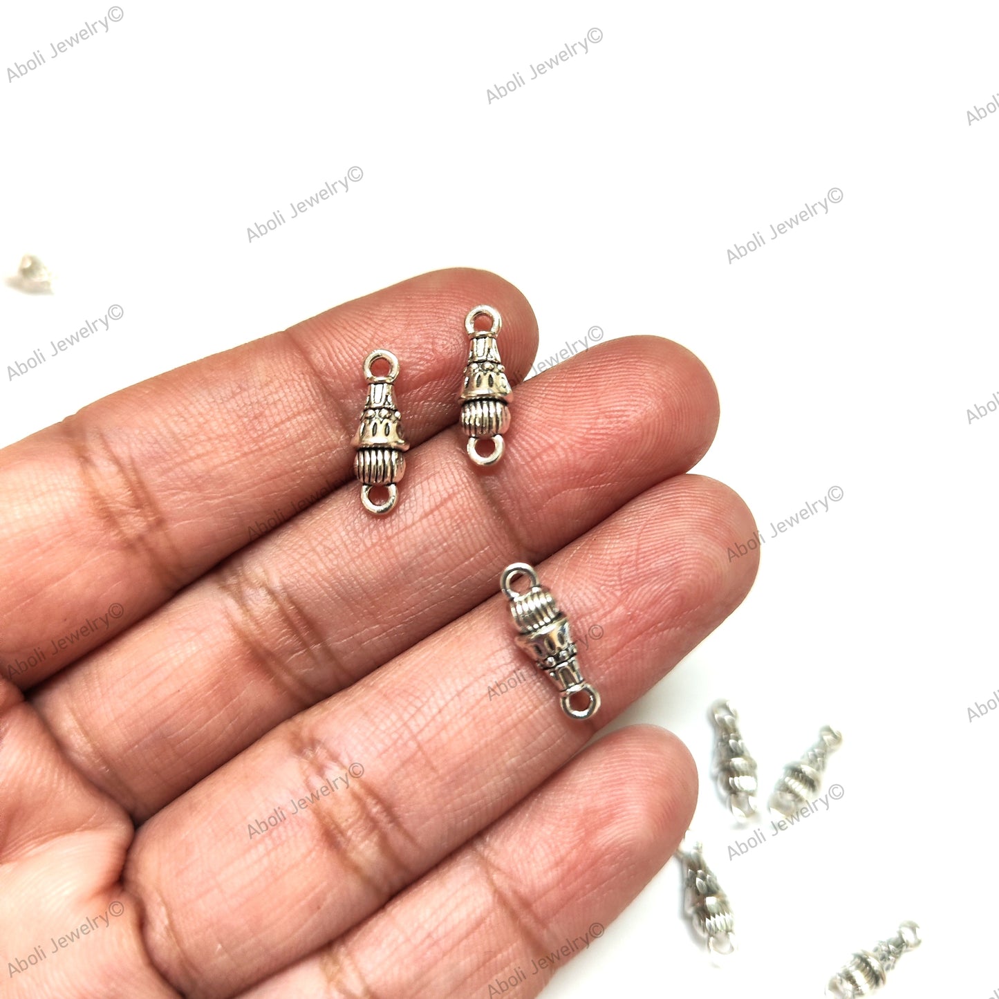 German silver connectors beads metal dangles jhumki 14 x 5 mm dangle charms latkan metal beads GSDB10 10 gm