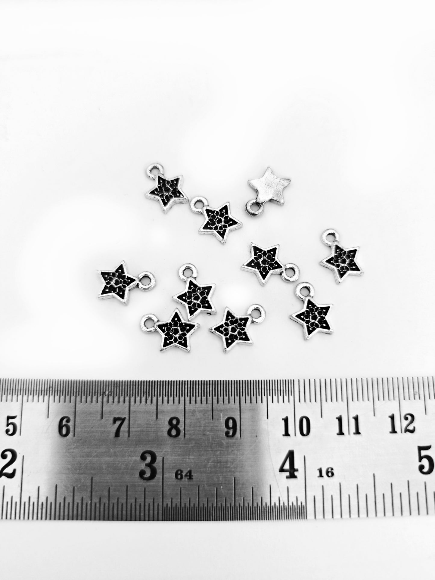 Silver star charms bezel charms CHMS89 10 charms