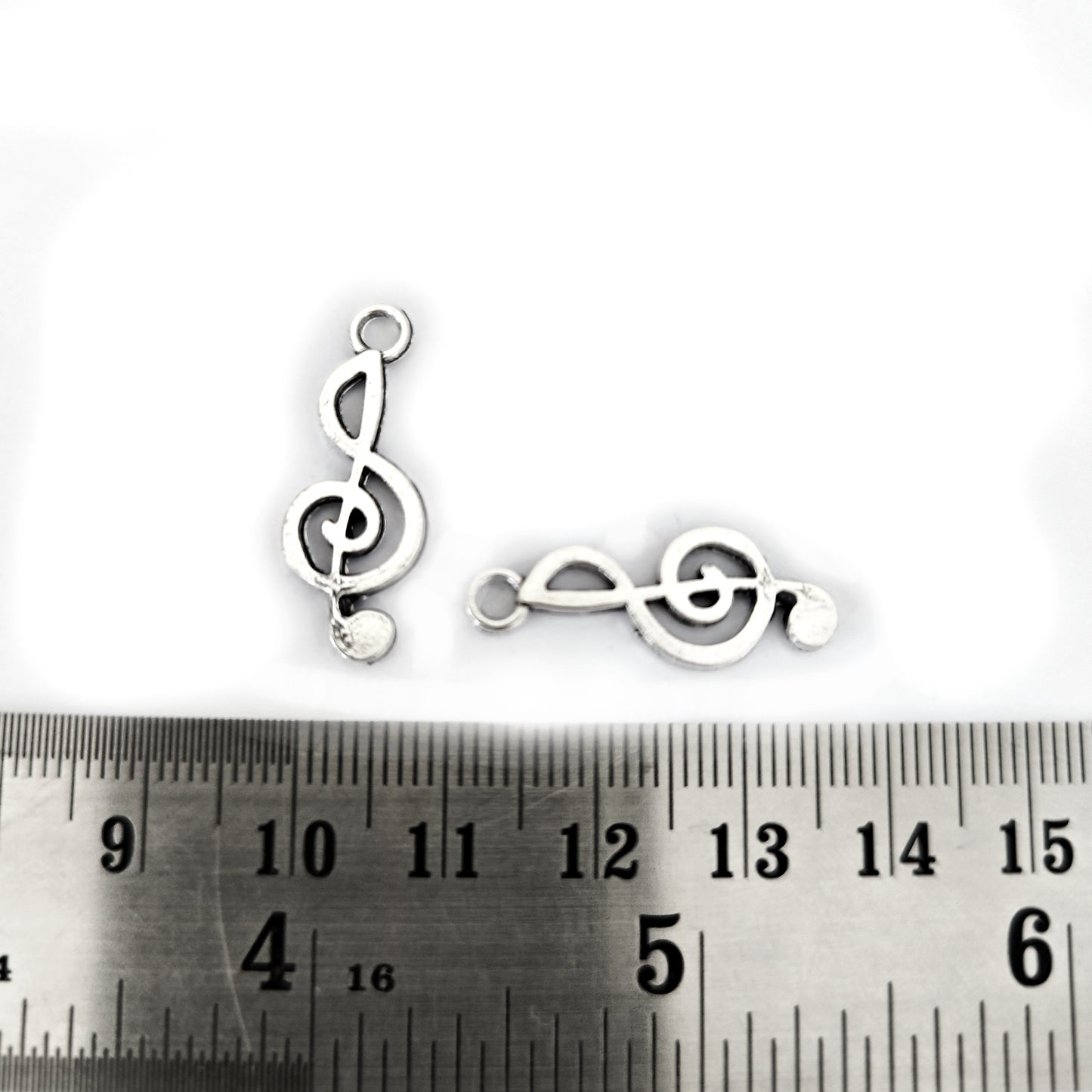 Silver treble clef charm music note charm music theme CHMS99 2 charms