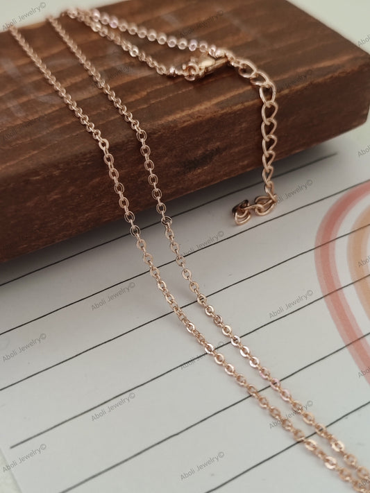 1 mm rose gold chain necklace tarnish resistant BRASS readymade FNCBRG