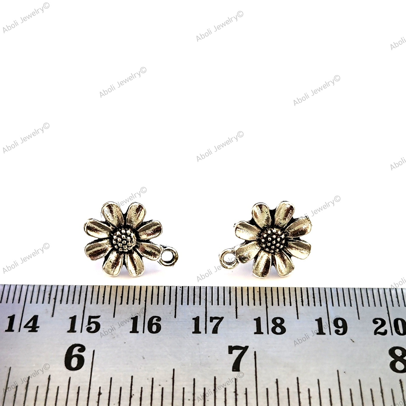 Silver flower stud earrings components metal earrings findings silver studs ESS76