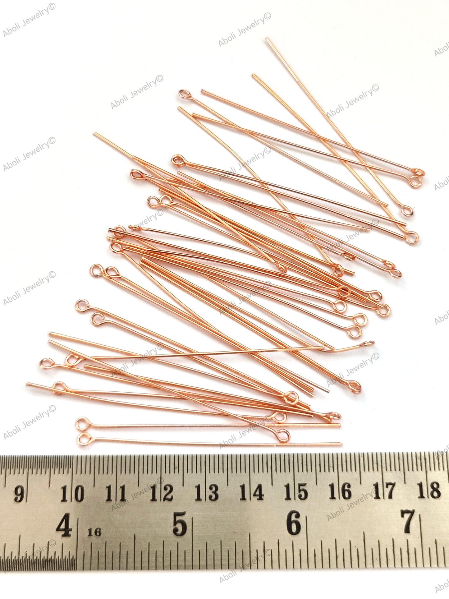 Tarnish resistant 5 cm rose gold eyepins