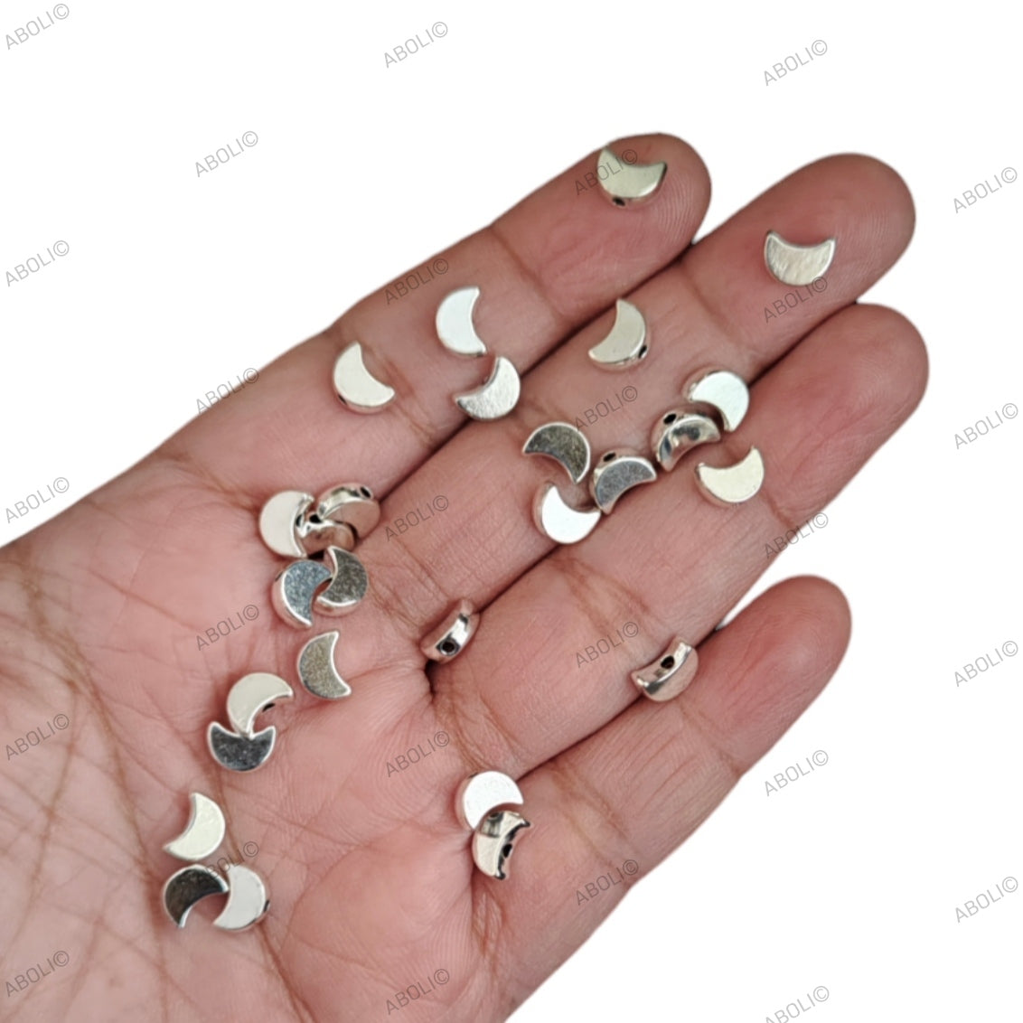 Designer silver crescent spacer beads silver moon spacer beads DSB83