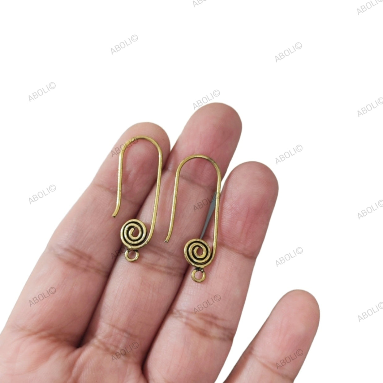 Golden spiral earring hook Tarnish resistant earwires earrings hooks BEW21