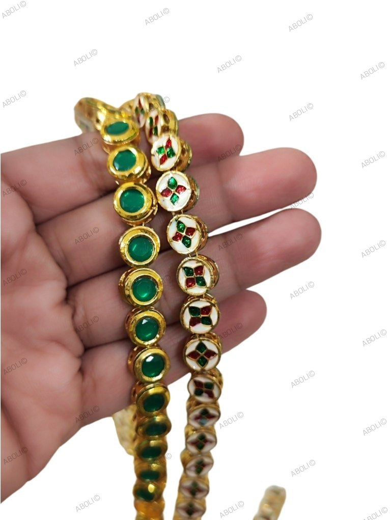 Jadau emerald kundan stone bead for invisible necklace affordable artificial stone 1 piece IAJK10