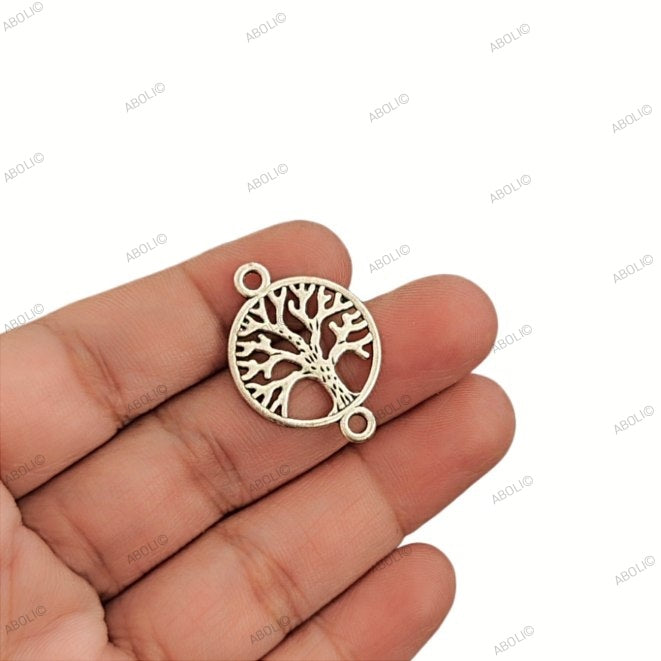 Silver tree of life charm connector beaded bracelet charm tree connector CHMS70