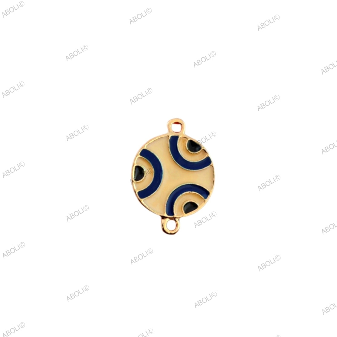 Black ivory round evil eye Round evil eye connector charm Evil eye bracelet connector