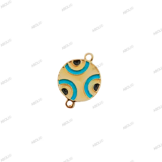 Light blue ivory round evil eye Round evil eye connector charm Evil eye bracelet connector