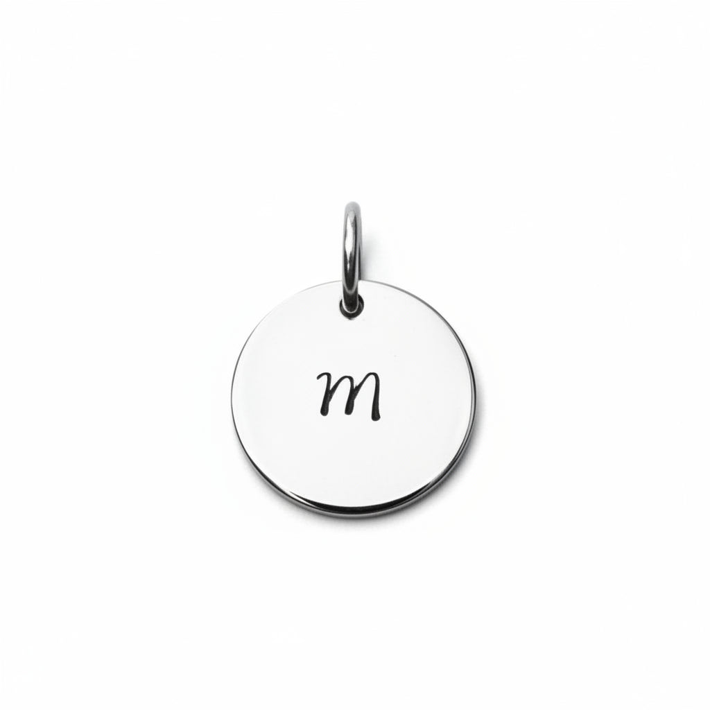 INITIAL_NECKLACE charm hand stamped personalized tag