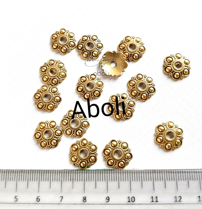 Golden bead caps 13 mm metal beadcaps MBCG07 10 gm