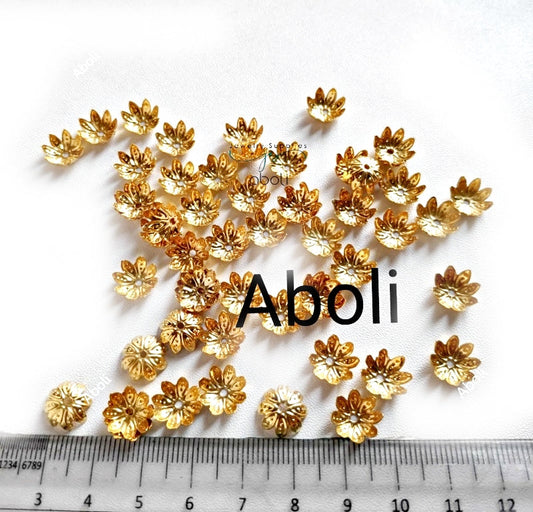 Golden bead caps metal beadcaps 10 mm MBCG11 10 gm