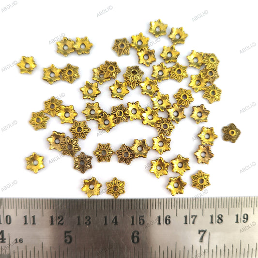 Golden bead caps 7 mm metal beadcaps MBCG14 10 gm