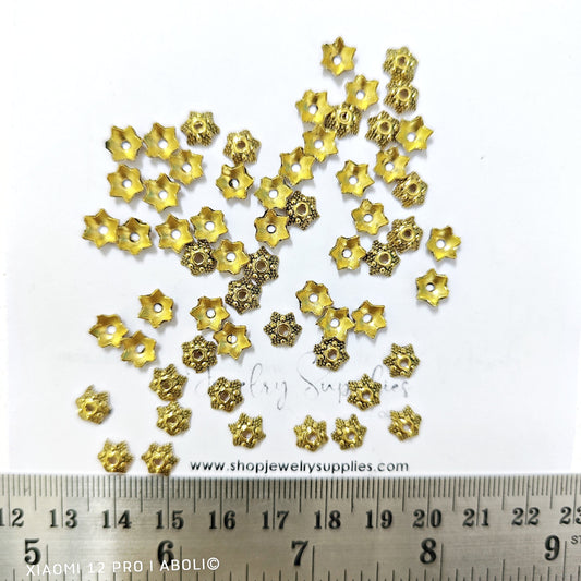 Golden bead caps metal beadcaps 6 mm MBCG32 10 gm