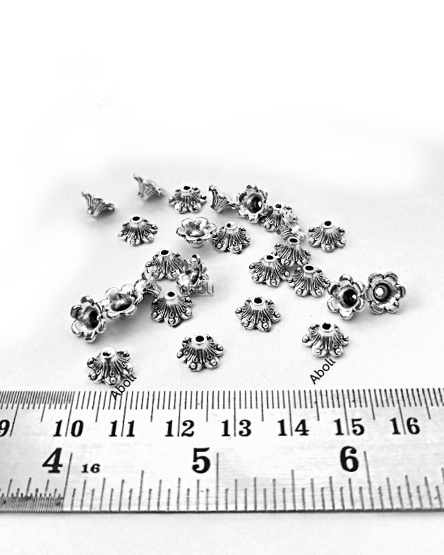 Silver bead caps 10 mm metal Beadcaps MBCS04