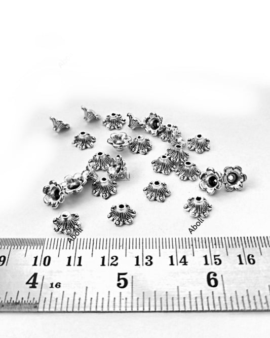 Silver bead caps 10 mm metal Beadcaps MBCS04