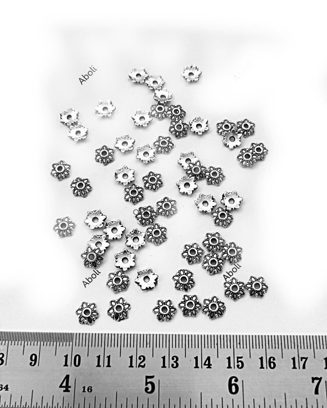 Silver bead caps 8 mm metal Beadcaps MBCS08