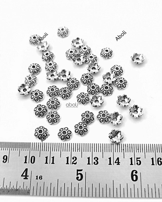 Silver bead caps 7 mm metal Beadcaps MBCS09