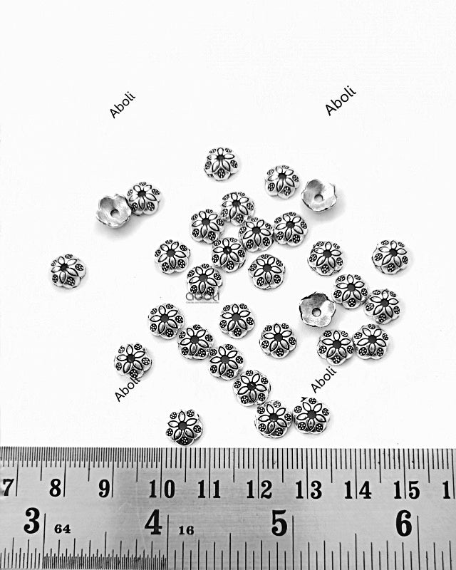 Silver bead caps 8 mm metal Beadcaps MBCS11