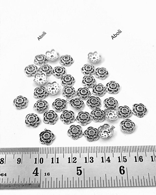 Silver bead caps 10 mm metal Beadcaps MBCS12