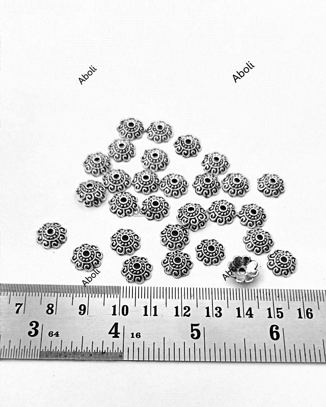 Silver bead caps 10 mm metal Beadcaps MBCS13