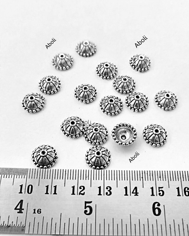 Silver bead caps 10 mm metal Beadcaps MBCS14