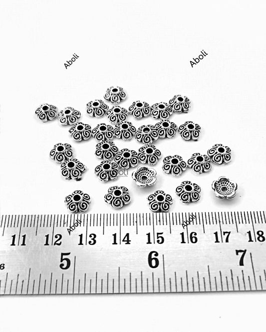 Silver bead caps 8 mm metal Beadcaps MBCS16