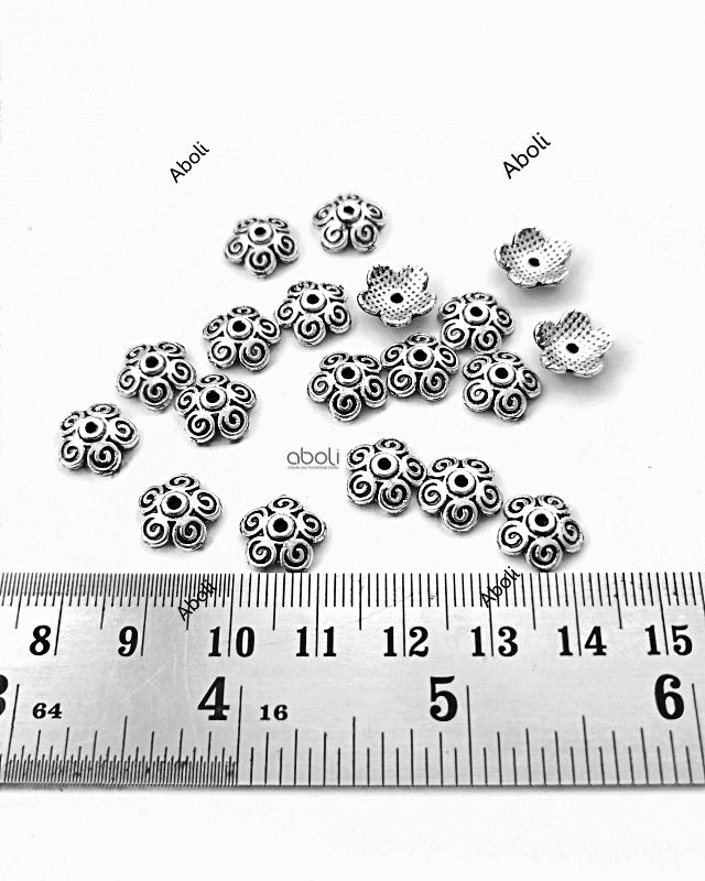 Silver bead caps 10 mm metal Beadcaps MBCS18