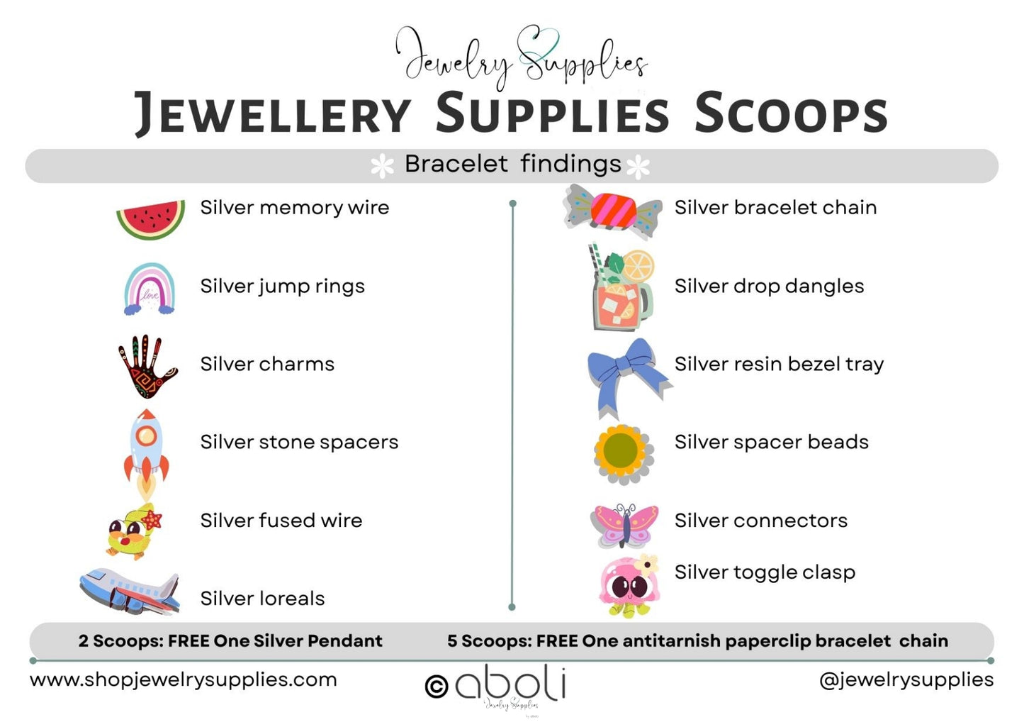 Silver Bracelet making supplies Mystery scoop