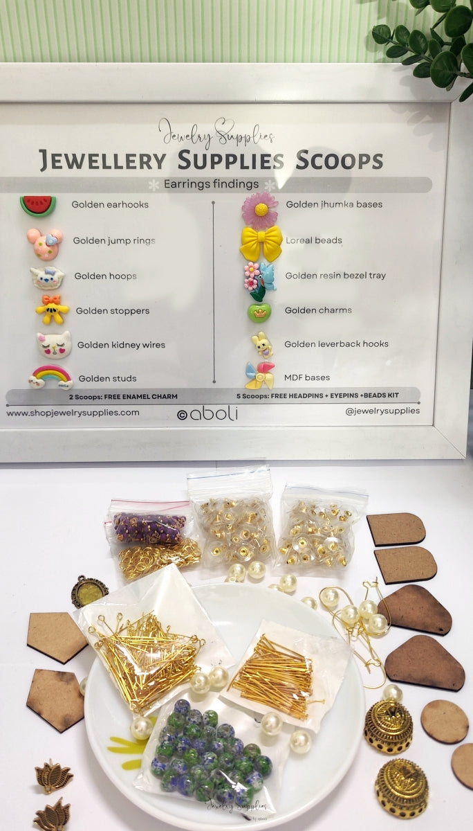 Golden Earrings making supplies Mystery scoop