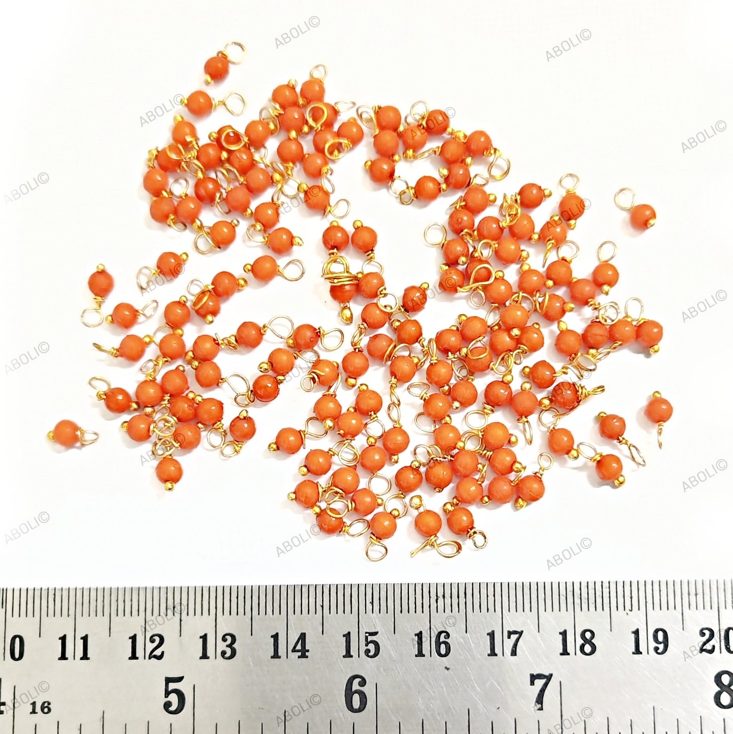 Orange loreal beads, Coloured loreals 4 mm beaded loreal Latkan, jhumki LB4C20  10 gm