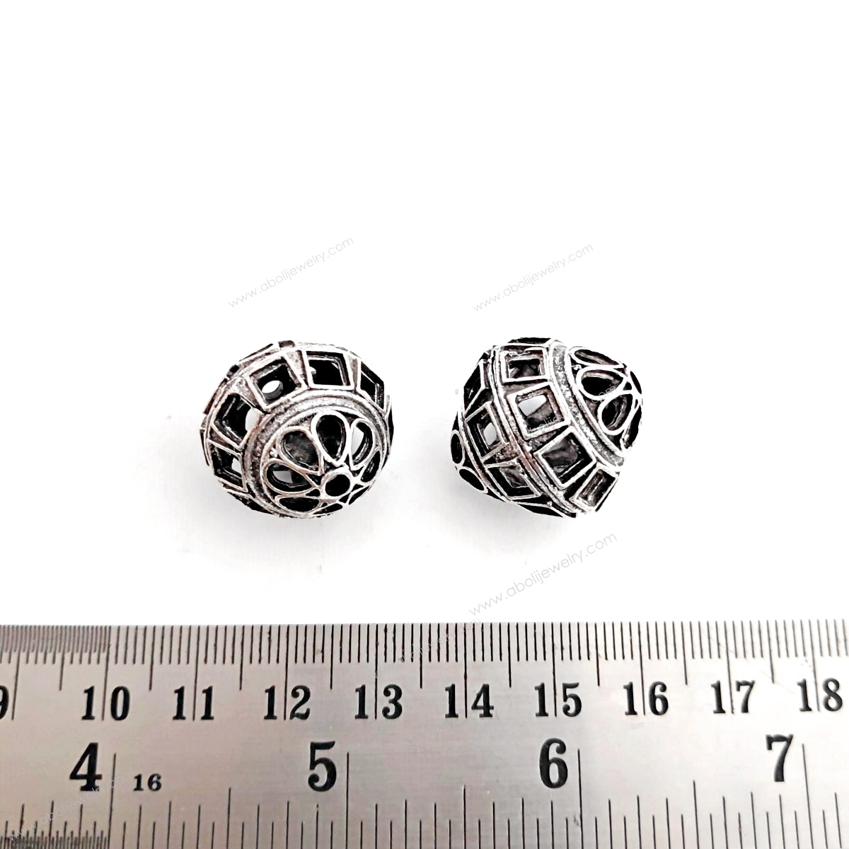 Oxidized silver filigree beads brass stone setting bead 23 x 21 mm FBBS20 1 bead