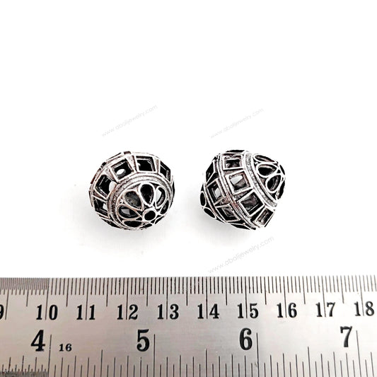 Oxidized silver filigree beads brass stone setting bead 23 x 21 mm FBBS20 1 bead
