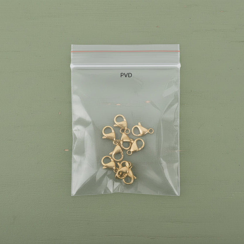 PVD vacuum plated lobster claw clasp golden anti tarnish 304 stainless steel 9 mm PVDLCCG9 1 piece
