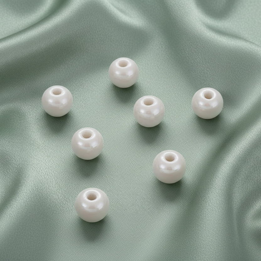 Pearlized white porcelain bead round bead for beaded jewellery making PBJB11 1 bead