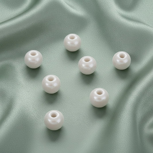 Pearlized white porcelain bead round bead for beaded jewellery making PBJB11 1 bead