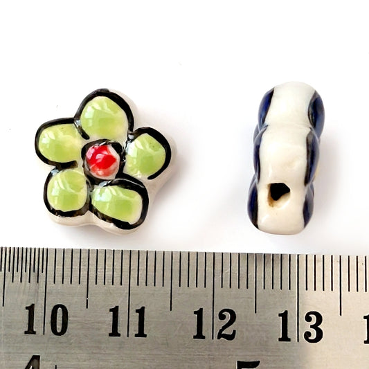 Porcelain flower bead