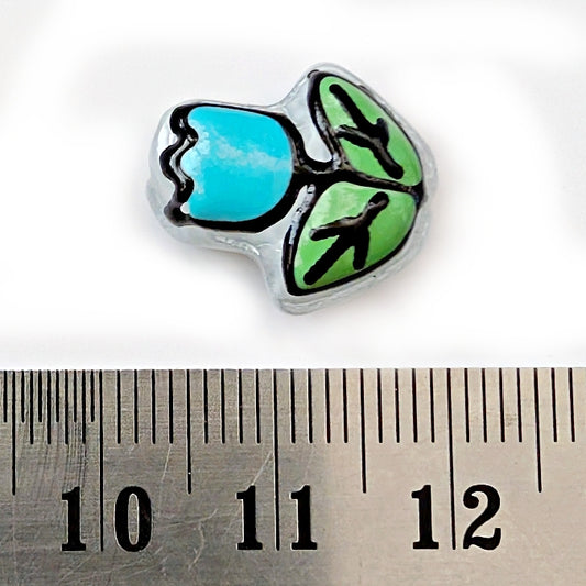 Porcelain tulip flower bead PBJB12 1 bead