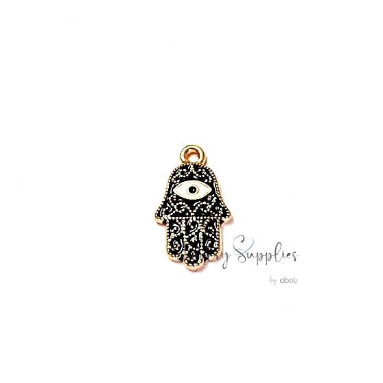 Black hamsa hand charm for evil eye necklace making