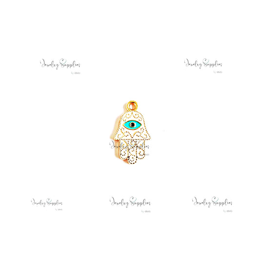 White hamsa hand charm for evil eye necklace making