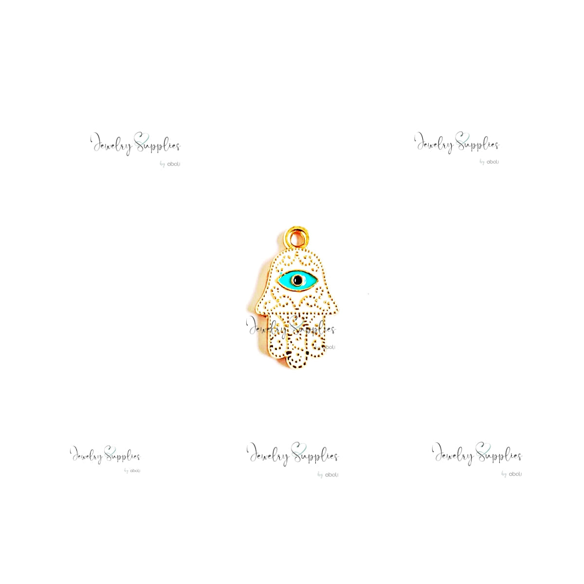 White hamsa hand charm for evil eye necklace making