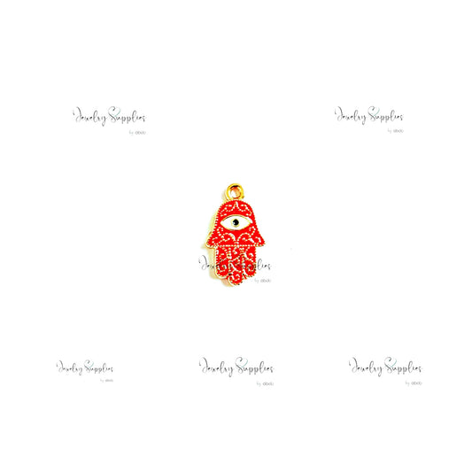 Red hamsa hand charm for evil eye necklace making