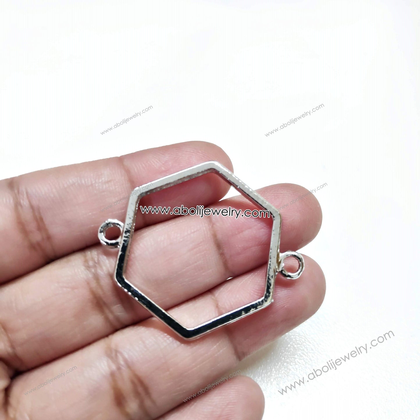 Silver hexagon resin bezel link connectors for bracelet rakhi bezel RRBS05