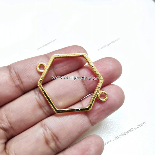 Golden hexagon resin bezel link connectors for bracelet rakhi bezel RRBG02