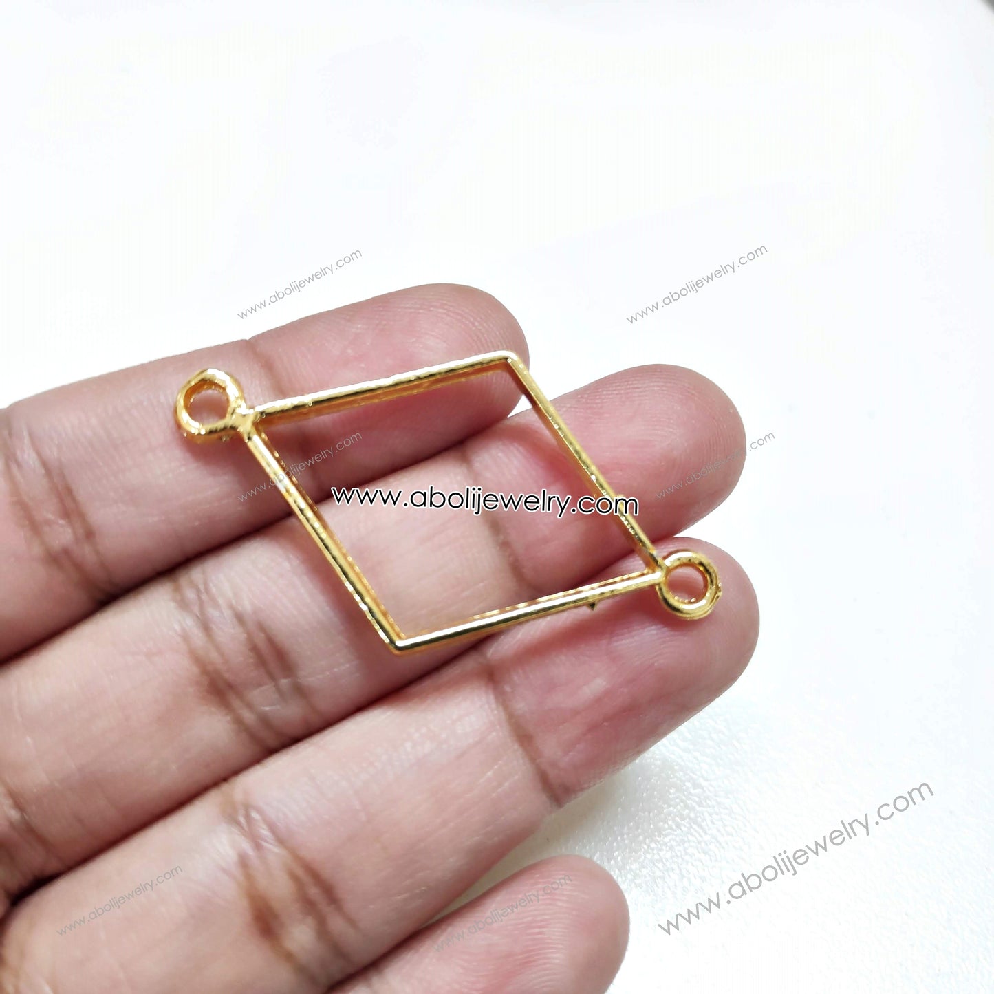 Golden diamond resin bezel link connectors for bracelet rakhi bezel RRBG03