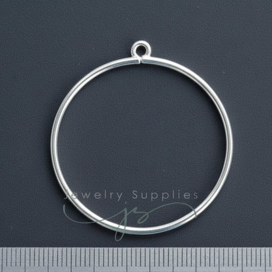 Resin jhumka base Silver circle charm silver open frame bezel 40 mm x 2 mm CHMS153